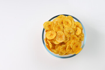 Dried banana chips or banana waffers