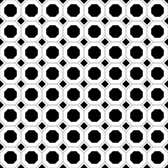 Aufkleber - Octagons and rhombuses ornament. Monochrome pattern.