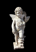 A Statue With An Angel On A Black Background