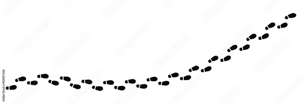 Visualize Footsteps Step footprints paths. Traces of human shoes, steps of the soles of ...