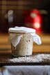 Homemade leaven (sourdough) in jar