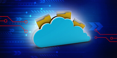 Poster - 3d rendering cloud folder 
