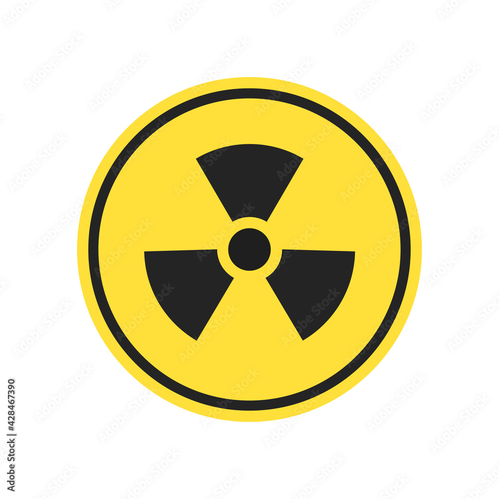 Nuclear sign isolated on white background. Radiation hazard warning. Propeller sign symbolizing radioactive contamination. Vector illustration