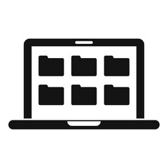 Poster - Laptop folders doc icon, simple style