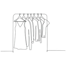 Continuous Line Drawing Of Clothes Shop And Clothes Shop Concept Vector Illustration