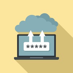 Aufkleber - laptop cloud authentication icon, flat style