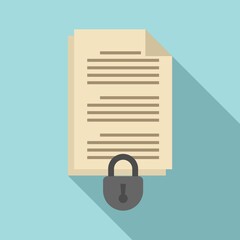Poster - document access authentication icon, flat style