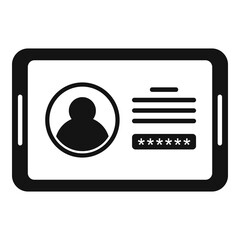 Poster - Tablet authentication icon, simple style