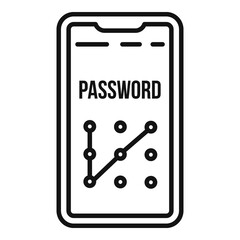 Poster - phone sign authentication icon, outline style