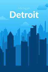 Wall Mural - Detroit, USA famous city scape view background.