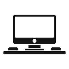 Poster - computer space organization icon, simple style