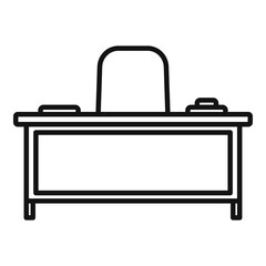 Poster - boss work table icon, outline style