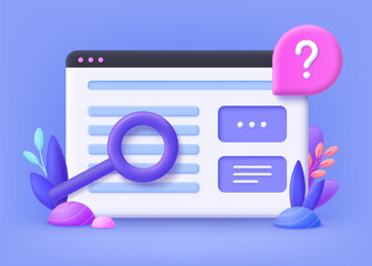 Poster - FAQ, frequently asked question concept. Online communication, getting help information, asking and answering questions. Online Support center. 3d vector illustration.
