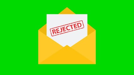 Poster - email animation with red rejected sign stamp.  Envelope and no rejected  icon  animation  Video 4K 