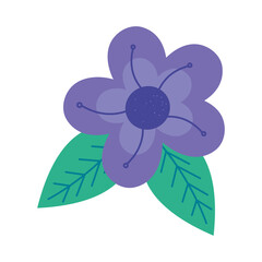 Sticker - purple flower and leafs