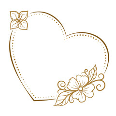Wall Mural - vector heart shape dotted frame with floral decoration