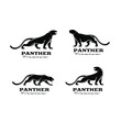 premium set collection black panther vector logo illustration design