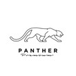 premium black panther vector line logo illustration design