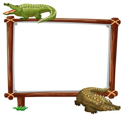 Wall Mural - Empty banner with two crocodiles on white background