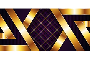 Wall Mural - Vector purple background with gold element decoration. dynamic abstract gradient with gold line. geometric abstract modern design. editable file with square and vertical stripped line pattern.