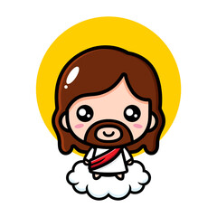 cute cartoon jesus vector design standing on a cloud