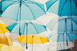 rainy season concept, umbrella use for sunshade public space decoration pattern background