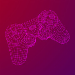 Wall Mural - Game controller or gamepad for videogames. Wireframe low poly mesh vector illustration.