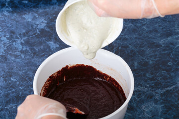 Wall Mural - The process of making a cheese brownie.