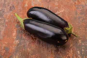 Two ripe raw eggplant isolated