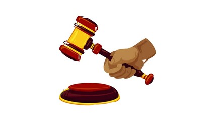 Wall Mural - Hand hold gavel icon animation