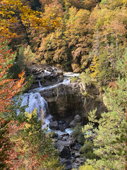 Wall Mural - views of mountains, forests, waterfalls and natural pools in the Ordesa y Monte Perdido National Park, located in the Aragonese Pyrenees. in the province of Huesca, Spain