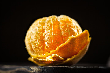 Wall Mural - Tangerines on an old fashioned country table. Selective focus. Horizontal.