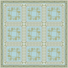 Poster - Elegant abstract scarf pattern design with ethnic and floral ornament. Hijab motif design