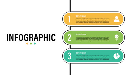 Wall Mural - Infographic design business concept vector illustration with 3 steps or options or processes represent work flow or diagram or web button banner