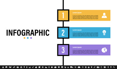Wall Mural - Infographic design business concept vector illustration with 3 steps or options or processes represent work flow or diagram or web button banner