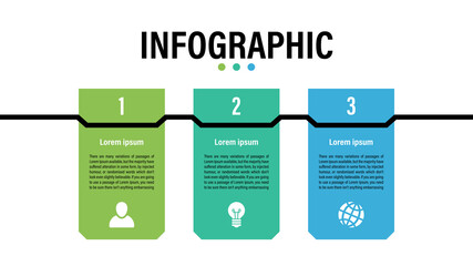 Wall Mural - Infographic design business concept vector illustration with 3 steps or options or processes represent work flow or diagram or web button banner