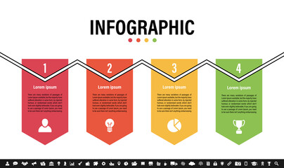 Wall Mural - Infographic design business concept vector illustration with 4 steps or options or processes represent work flow or diagram or web button banner