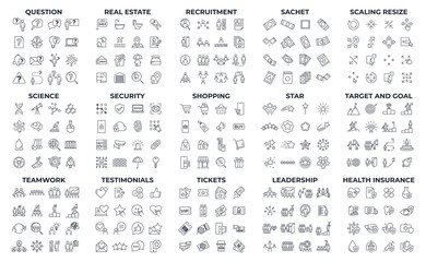 240 modern thin line icons. high quality pictograms. linear icons set of real estate, recruitment, s