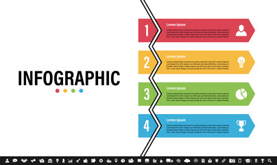 Wall Mural - Infographic design business concept vector illustration with 4 steps or options or processes represent work flow or diagram or web button banner