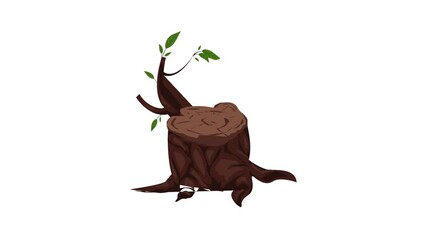 Poster - tree stump with leaf icon animation