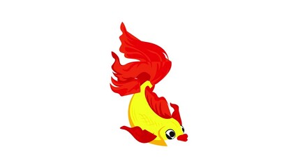 Wall Mural - Aquarium goldfish icon animation