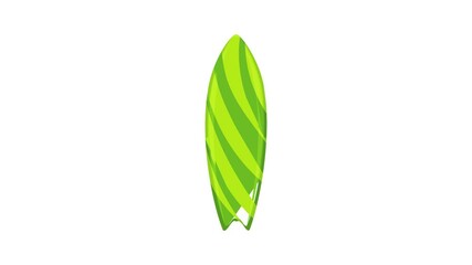 Wall Mural - Green striped surfboard icon animation