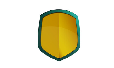 Illustration of a small yellow shield icon isolated on a white background with space for text