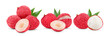 © supamas - lychee tropical fruit with leaves on white background.