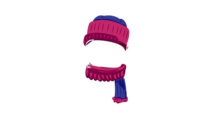 Poster - fashionable hat and scarf icon animation