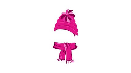 Poster - knitted hat and scarf icon animation