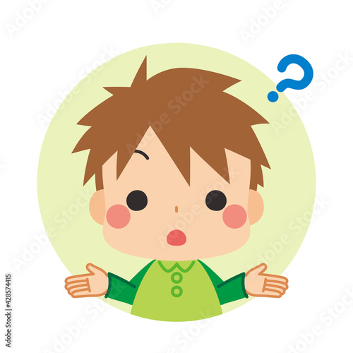 質問をしている可愛い小さな男の子のイラスト アイコン 白背景 シンプル Boy Wall Mural B ぽこたぽこ