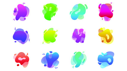 Poster - Abstract Set Liquid Color Collection Geometric Shapes Fluid Gradient Dynamic Elements Banner Logo Vector Desgin Style Trendy