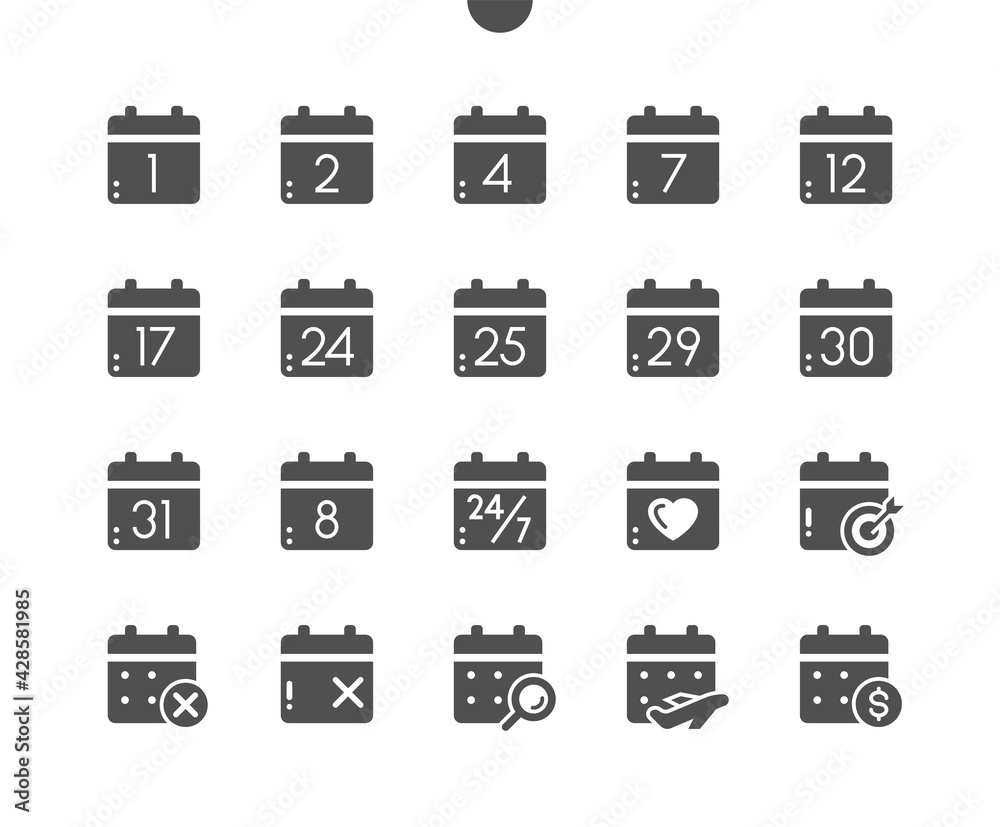 Calendar with numbers. Today, payday, search data, schedule. Calendar ...