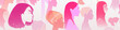 © Gluiki - Group of diverse young people, female equality, different culture. Calm or smiling women, colorful sketch vector illustration, abstract concept.